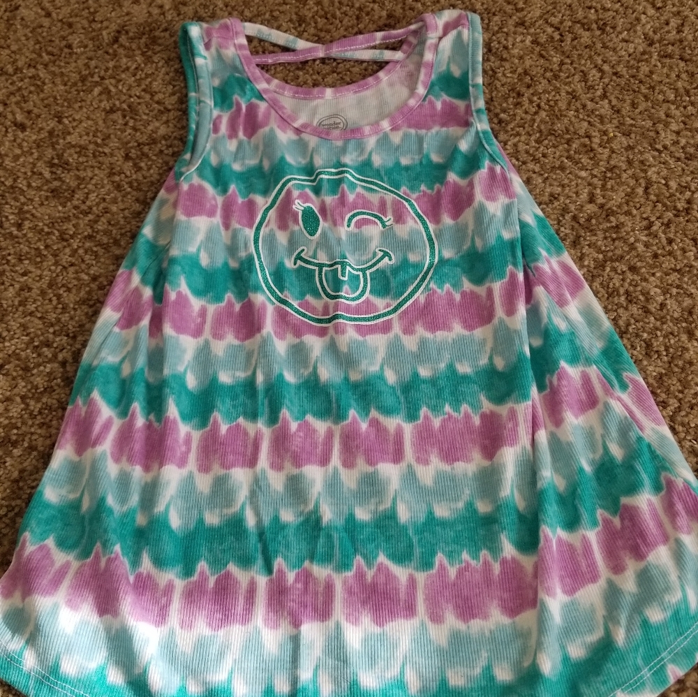 CROSS BACK TANKTOP WITH EMOJI!! PURPLE AND BLUE!!!